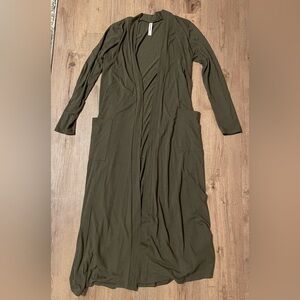 Zenana Outfitters Olive Green Long Open-Front Cardigan